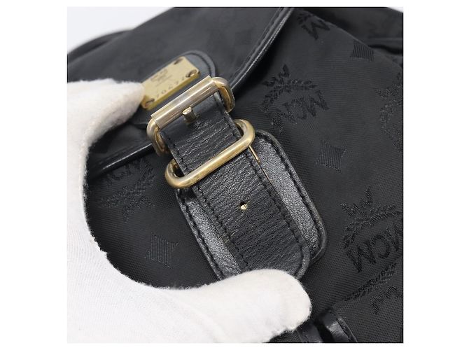 Zaino MCM Vicetos Logogram Nylon Black Gold Auth bs37198 Nero D'oro - vista 18