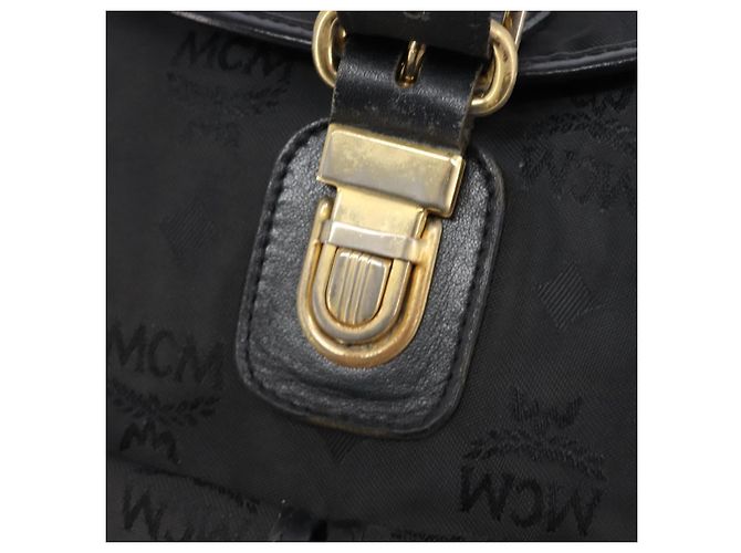 Zaino MCM Vicetos Logogram Nylon Black Gold Auth bs37198 Nero D'oro - vista 19