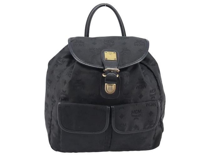 Zaino MCM Vicetos Logogram Nylon Black Gold Auth bs37198 Nero D'oro - vista 2
