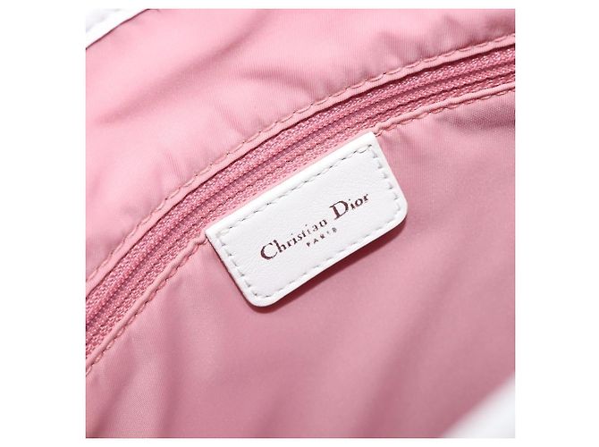 Borsa Tote Christian Dior Trotter Canvas Rosa Argento Auth 205251V - vista 19