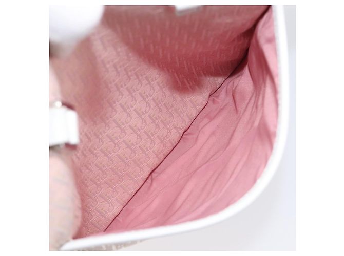 Borsa Tote Christian Dior Trotter Canvas Rosa Argento Auth 205251V - vista 24