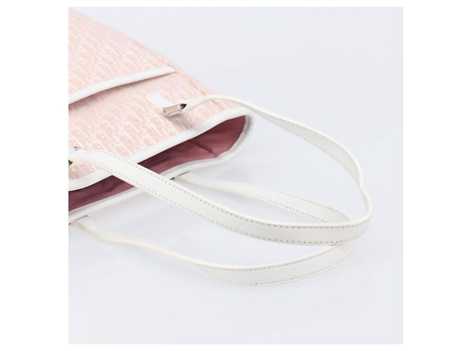 Borsa Tote Christian Dior Trotter Canvas Rosa Argento Auth 205251V - vista 7
