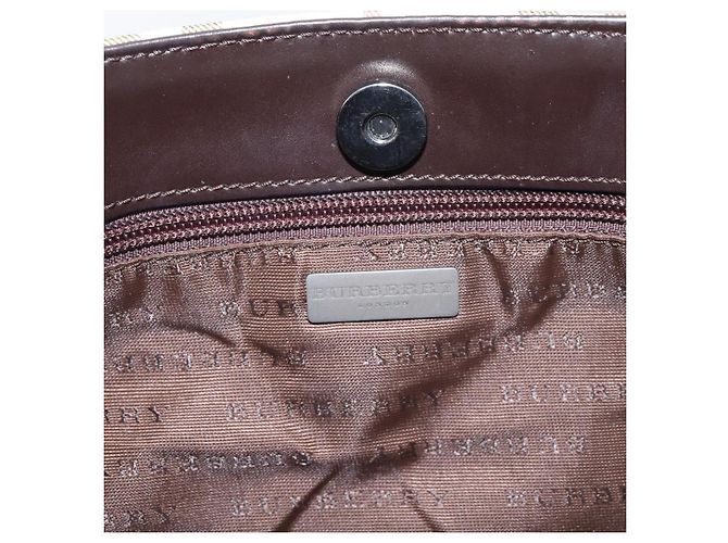 BURBERRY Nova Check Handtasche PVC Leather Beige Silver Auth ka6453 Silber - Ansicht 10