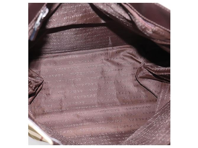 BURBERRY Nova Check Handtasche PVC Leather Beige Silver Auth ka6453 Silber - Ansicht 11