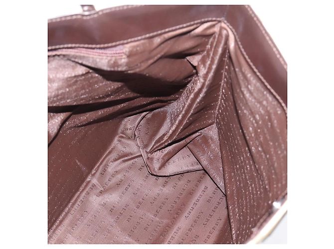 BURBERRY Nova Check Handtasche PVC Leather Beige Silver Auth ka6453 Silber - Ansicht 17
