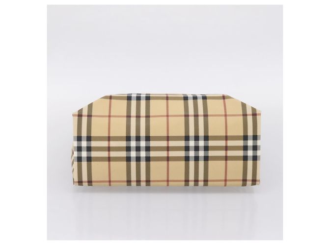BURBERRY Nova Check Handtasche PVC Leather Beige Silver Auth ka6453 Silber - Ansicht 5