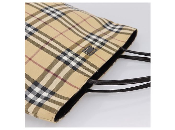 BURBERRY Nova Check Handtasche PVC Leather Beige Silver Auth ka6453 Silber - Ansicht 6