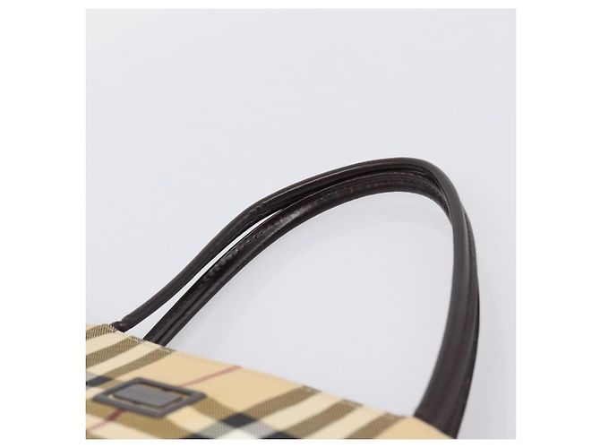 BURBERRY Nova Check Handtasche PVC Leather Beige Silver Auth ka6453 Silber - Ansicht 8
