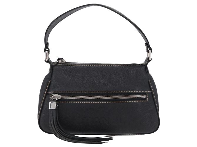Borsa a Tracolla CHANEL Pelle Nera Argento CC Auth BA16070V Nero - vista 13