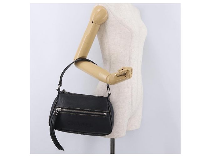 Borsa a Tracolla CHANEL Pelle Nera Argento CC Auth BA16070V Nero - vista 25