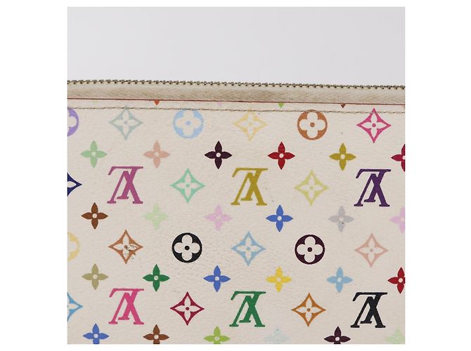 LOUIS VUITTON Monogram Multicolor Zippy Long Wallet White M60241 LV Auth 206935 Weiß - Ansicht 3