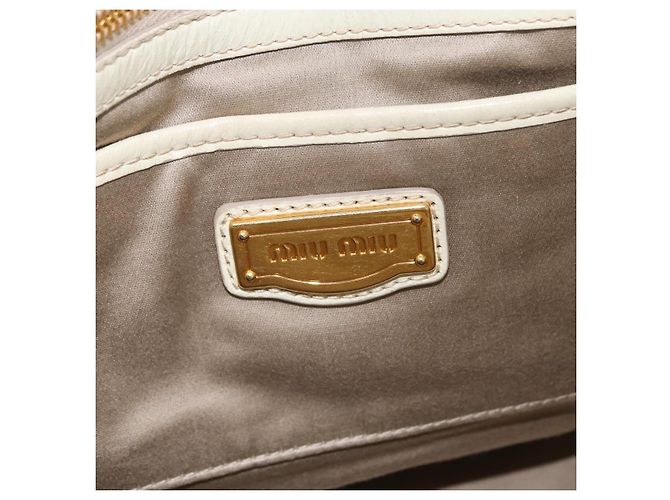 Borsa a mano Miu Miu in pelle Ivory Gold Tone Auth 207589A Crudo - vista 10