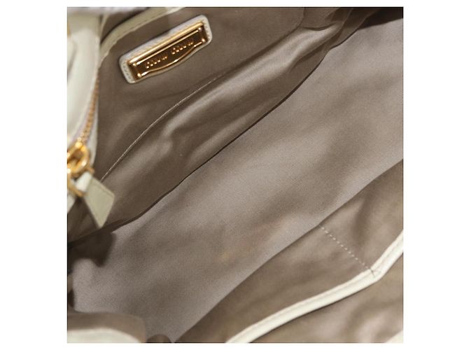 Borsa a mano Miu Miu in pelle Ivory Gold Tone Auth 207589A Crudo - vista 11