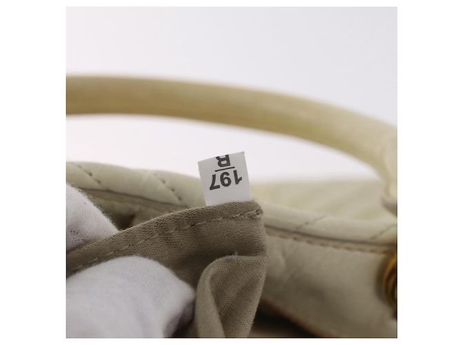 Borsa a mano Miu Miu in pelle Ivory Gold Tone Auth 207589A Crudo - vista 12