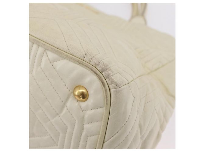 Borsa a mano Miu Miu in pelle Ivory Gold Tone Auth 207589A Crudo - vista 14