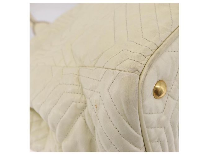Borsa a mano Miu Miu in pelle Ivory Gold Tone Auth 207589A Crudo - vista 15