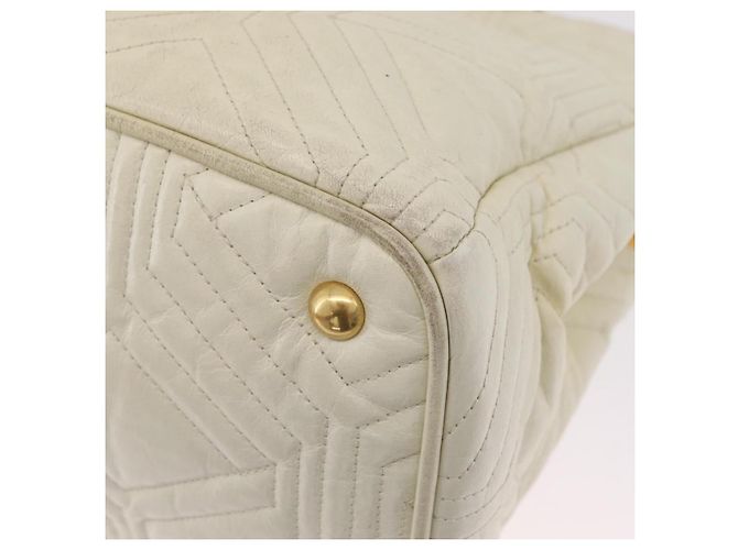 Borsa a mano Miu Miu in pelle Ivory Gold Tone Auth 207589A Crudo - vista 16