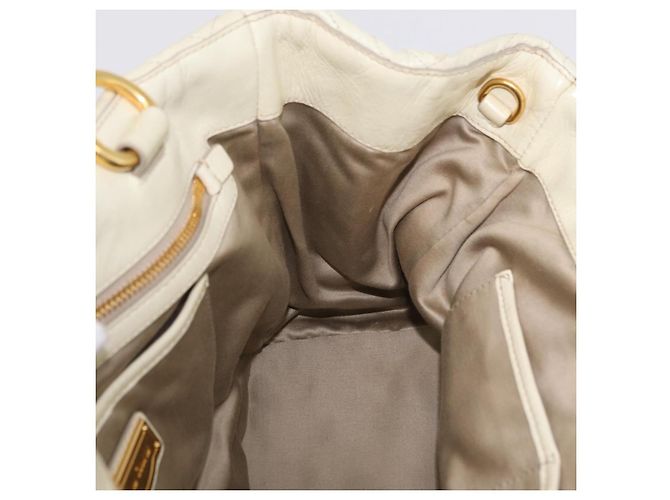 Borsa a mano Miu Miu in pelle Ivory Gold Tone Auth 207589A Crudo - vista 18