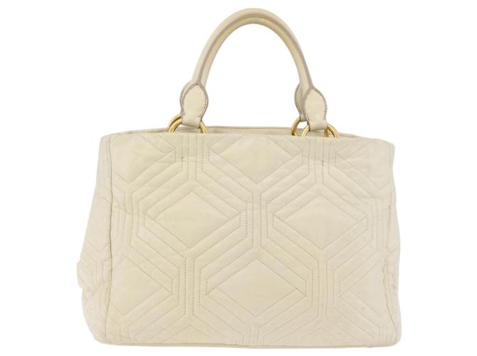 Borsa a mano Miu Miu in pelle Ivory Gold Tone Auth 207589A Crudo - vista 2