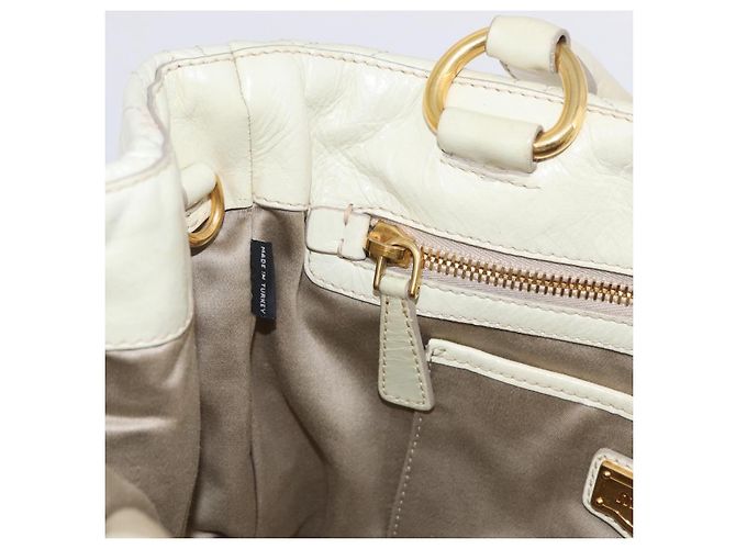 Borsa a mano Miu Miu in pelle Ivory Gold Tone Auth 207589A Crudo - vista 20