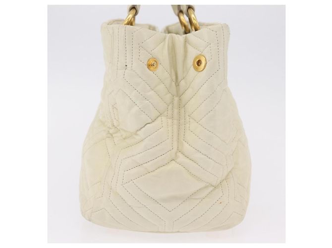 Borsa a mano Miu Miu in pelle Ivory Gold Tone Auth 207589A Crudo - vista 3