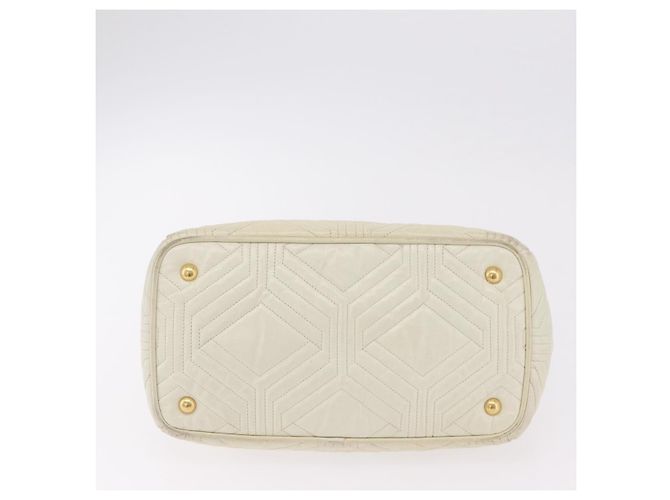 Borsa a mano Miu Miu in pelle Ivory Gold Tone Auth 207589A Crudo - vista 5