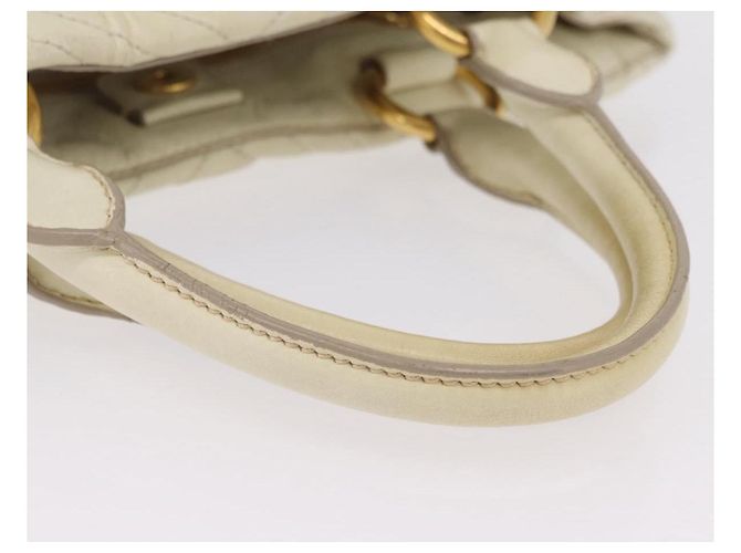 Borsa a mano Miu Miu in pelle Ivory Gold Tone Auth 207589A Crudo - vista 7