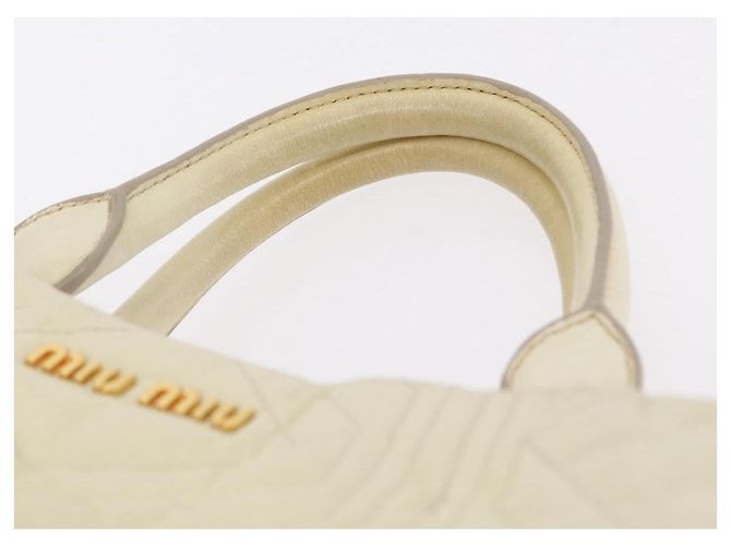 Borsa a mano Miu Miu in pelle Ivory Gold Tone Auth 207589A Crudo - vista 8