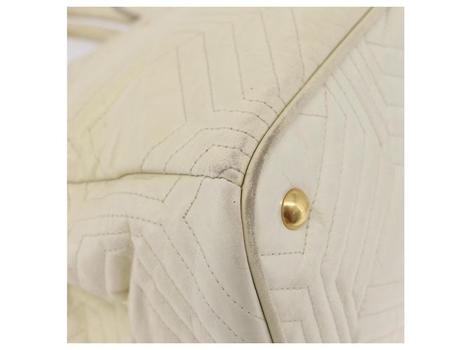 Borsa a mano Miu Miu in pelle Ivory Gold Tone Auth 207589A Crudo - vista 9
