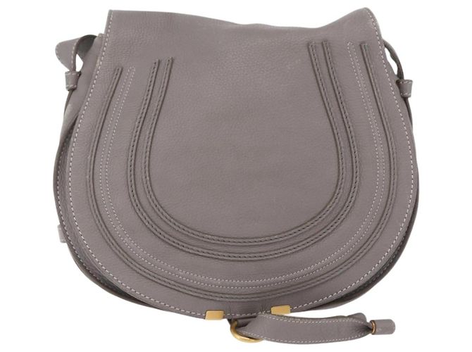Chloé Borsa a tracolla Chloe Mercy in pelle grigia e oro autentica am12742V Marrone D'oro - vista 13