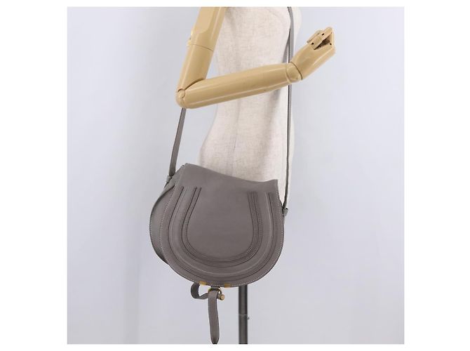 Chloé Borsa a tracolla Chloe Mercy in pelle grigia e oro autentica am12742V Marrone D'oro - vista 29