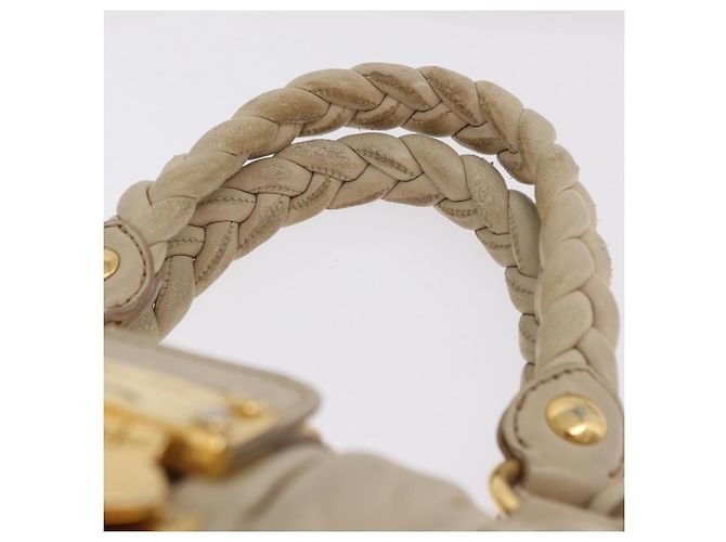 Borsa a mano Miu Miu Matelassé in pelle 2way Beige Gold Auth 167655A D'oro - vista 15