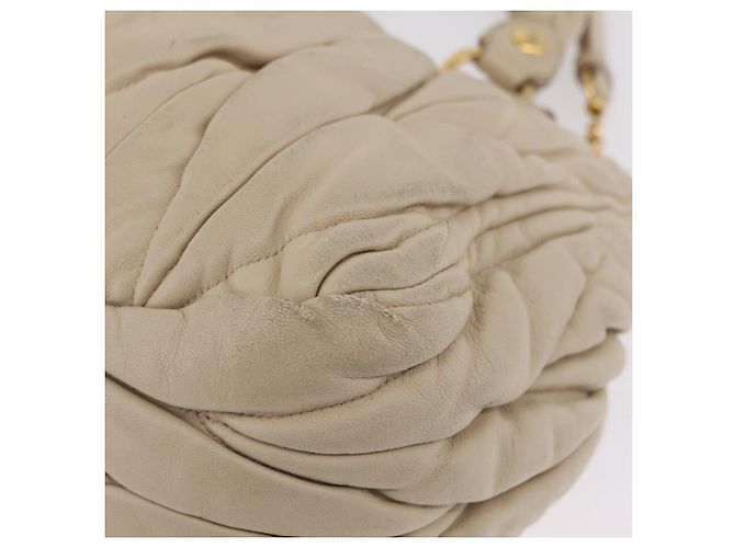 Borsa a mano Miu Miu Matelassé in pelle 2way Beige Gold Auth 167655A D'oro - vista 19