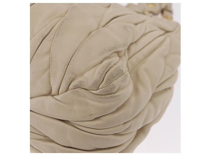 Borsa a mano Miu Miu Matelassé in pelle 2way Beige Gold Auth 167655A D'oro - vista 21