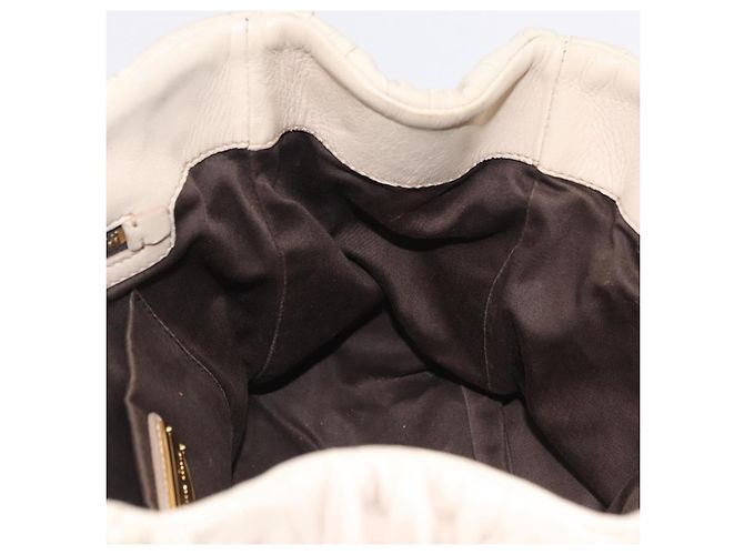 Borsa a mano Miu Miu Matelassé in pelle 2way Beige Gold Auth 167655A D'oro - vista 29