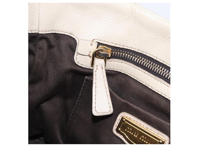 Borsa a mano Miu Miu Matelassé in pelle 2way Beige Gold Auth 167655A D'oro - vista 31