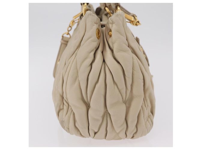Borsa a mano Miu Miu Matelassé in pelle 2way Beige Gold Auth 167655A D'oro - vista 5