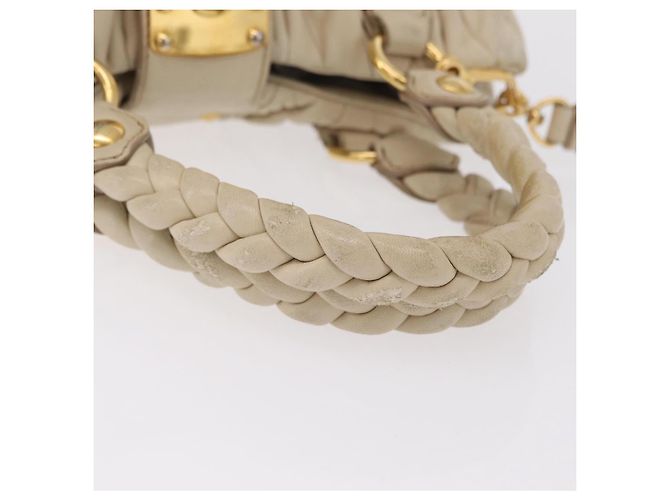 Borsa a mano Miu Miu Matelassé in pelle 2way Beige Gold Auth 167655A D'oro - vista 7