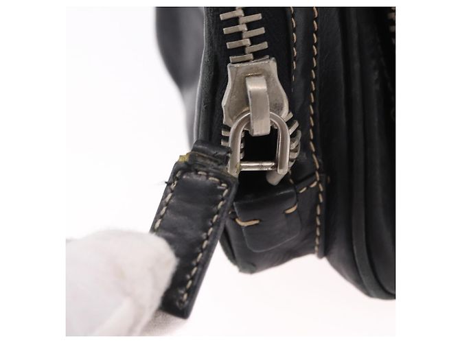 PRADA Handtasche Leder Schwarz Silber Auth 207680 - Ansicht 10