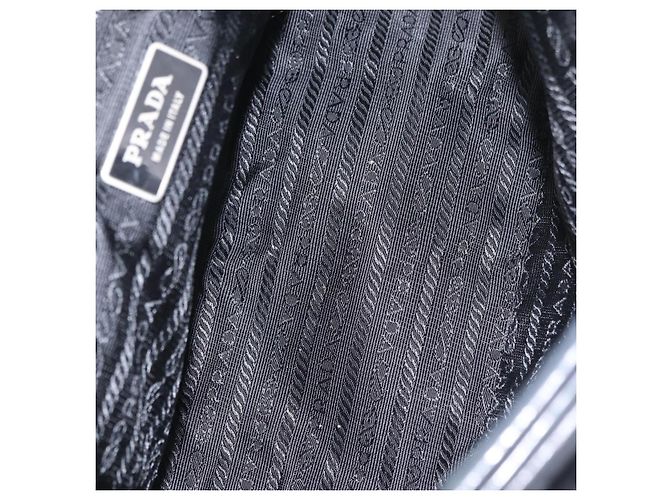 PRADA Handtasche Leder Schwarz Silber Auth 207680 - Ansicht 11