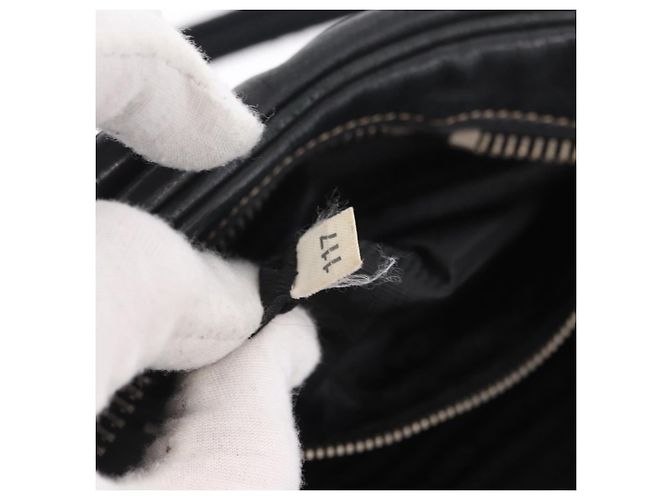 PRADA Handtasche Leder Schwarz Silber Auth 207680 - Ansicht 12
