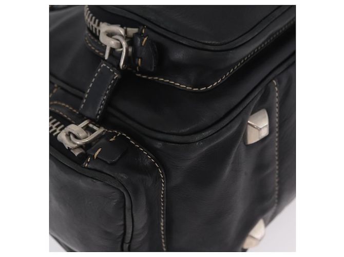 PRADA Handtasche Leder Schwarz Silber Auth 207680 - Ansicht 15