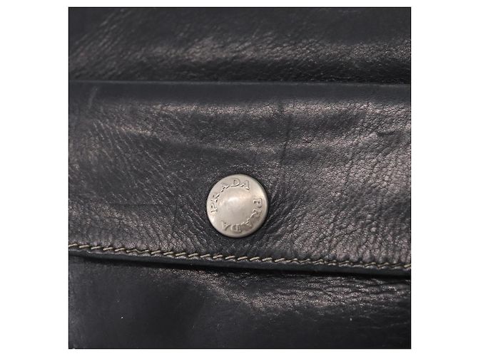 PRADA Handtasche Leder Schwarz Silber Auth 207680 - Ansicht 19