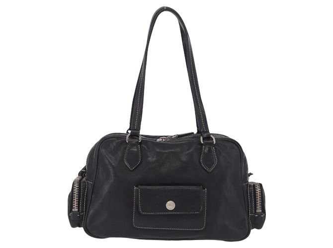 PRADA Handtasche Leder Schwarz Silber Auth 207680 - Ansicht 2