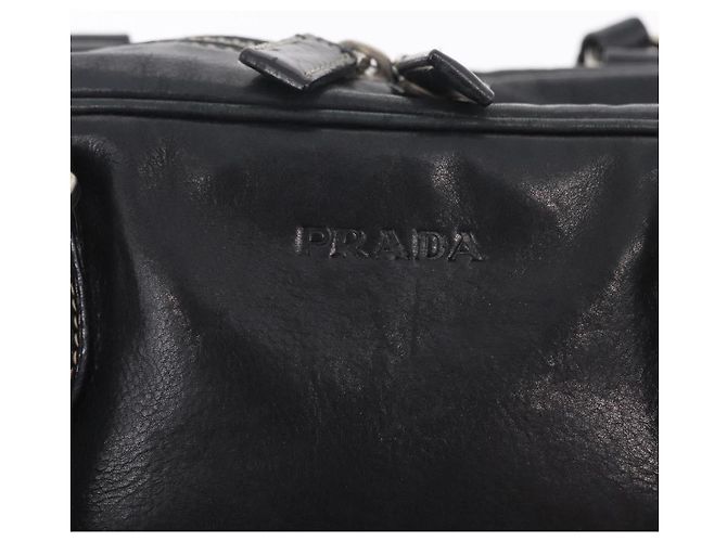 PRADA Handtasche Leder Schwarz Silber Auth 207680 - Ansicht 22