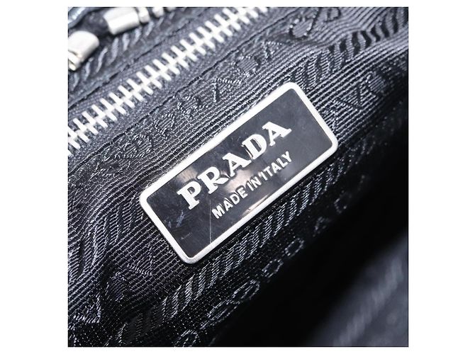 PRADA Handtasche Leder Schwarz Silber Auth 207680 - Ansicht 23