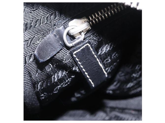 PRADA Handtasche Leder Schwarz Silber Auth 207680 - Ansicht 26