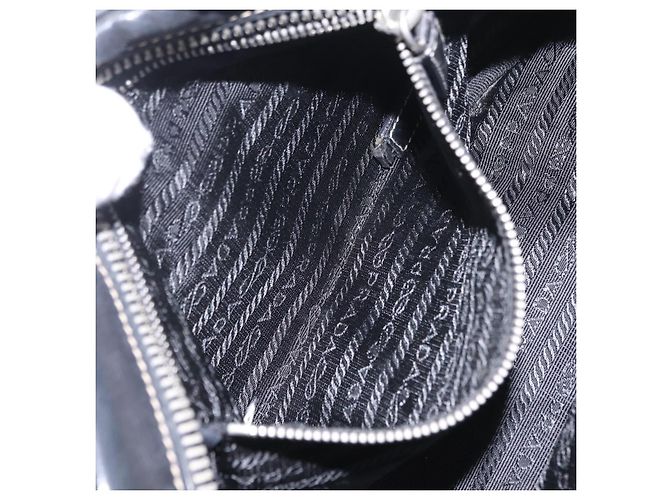 PRADA Handtasche Leder Schwarz Silber Auth 207680 - Ansicht 27