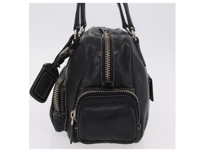 PRADA Handtasche Leder Schwarz Silber Auth 207680 - Ansicht 3