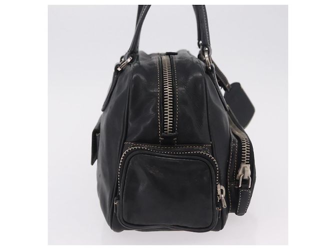PRADA Handtasche Leder Schwarz Silber Auth 207680 - Ansicht 4